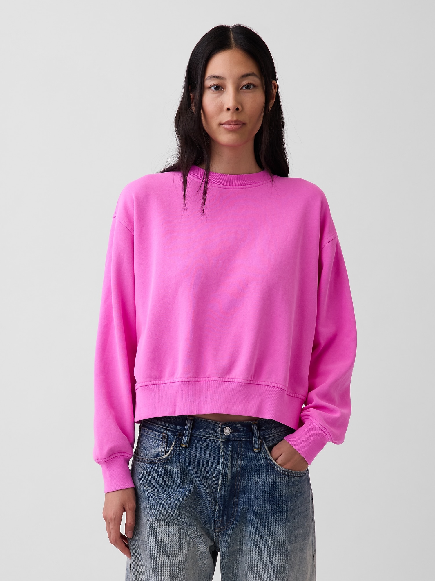 VintageSoft Oversized Split-Hem Sweatshirt