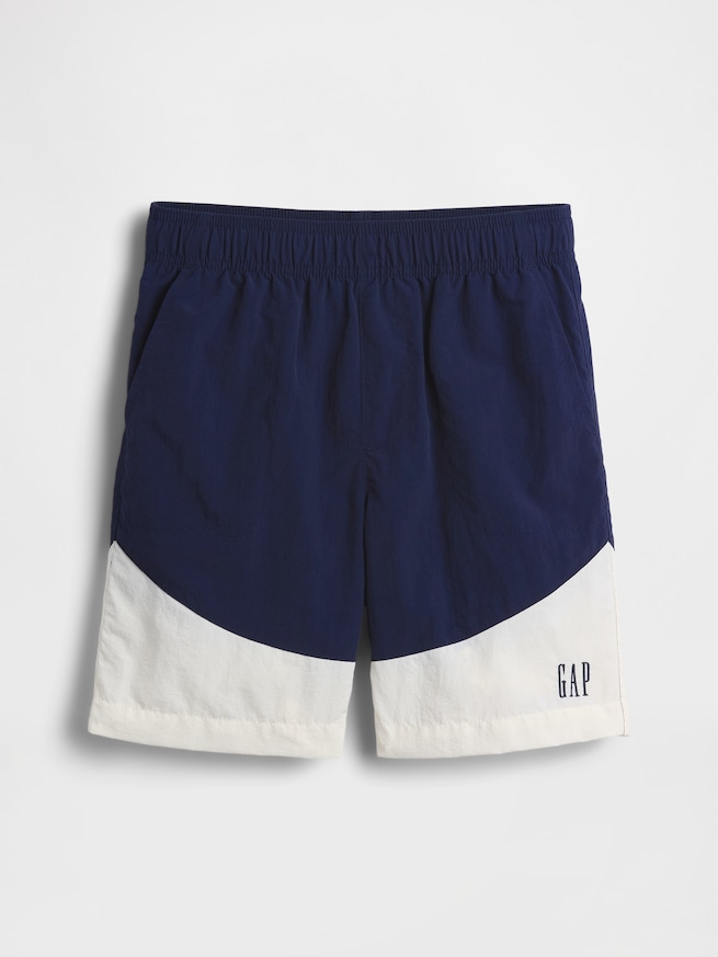 リサイクル100％ リラックスフィット ナイロン カラーブロック プルオンショートパンツ (キッズ)-1