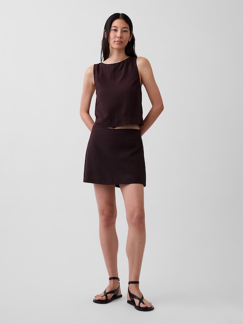 Linen-Blend Mini Skort