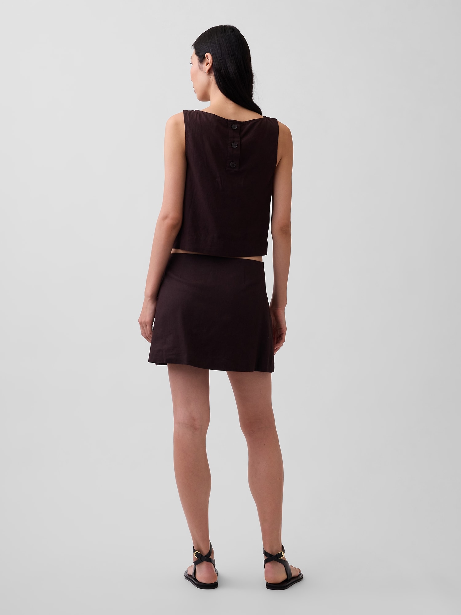 リネンブレンド ミニスカート・スコート-1