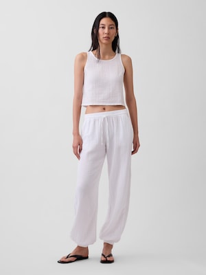 コットンガーゼ バレルジョガーパンツ