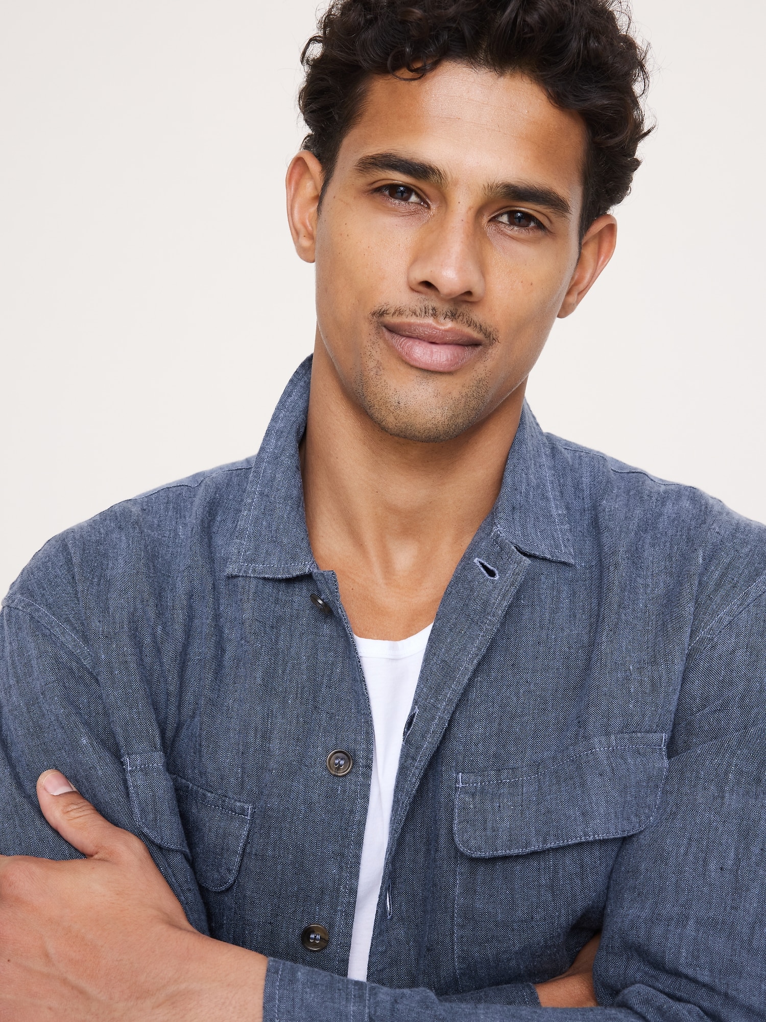 リラックスフィット リネン リゾートシャツ-2