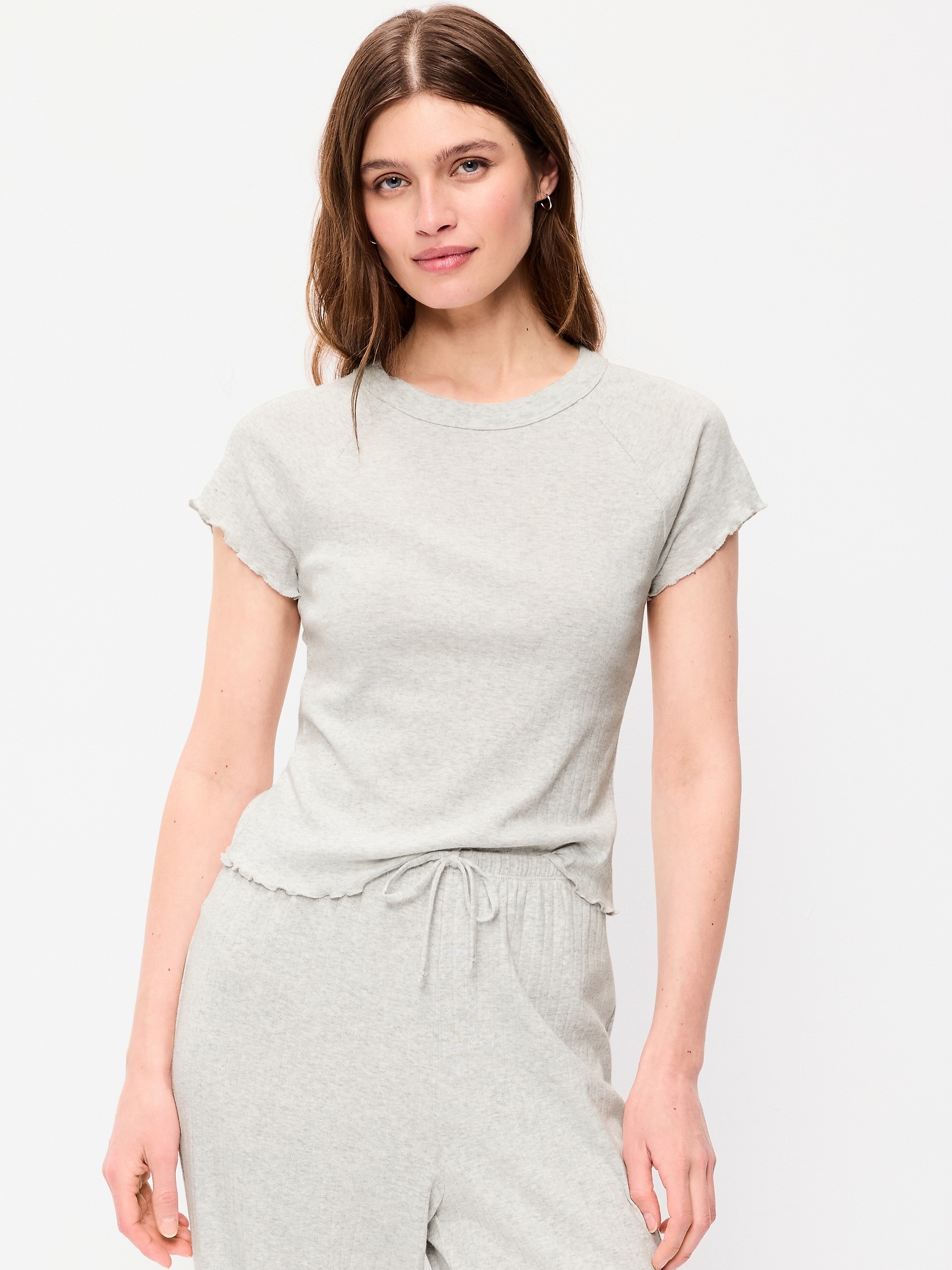 Short-Sleeve Pointelle Pajama Top