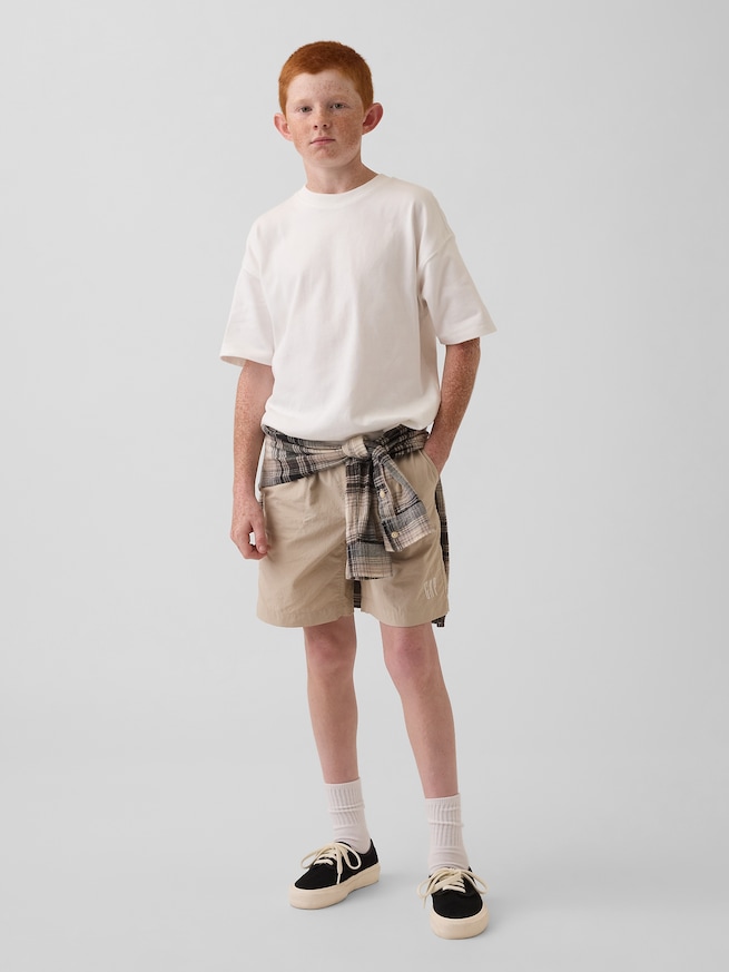 リサイクル100% リラックスフィット ナイロン プルオンショートパンツ (キッズ)-0