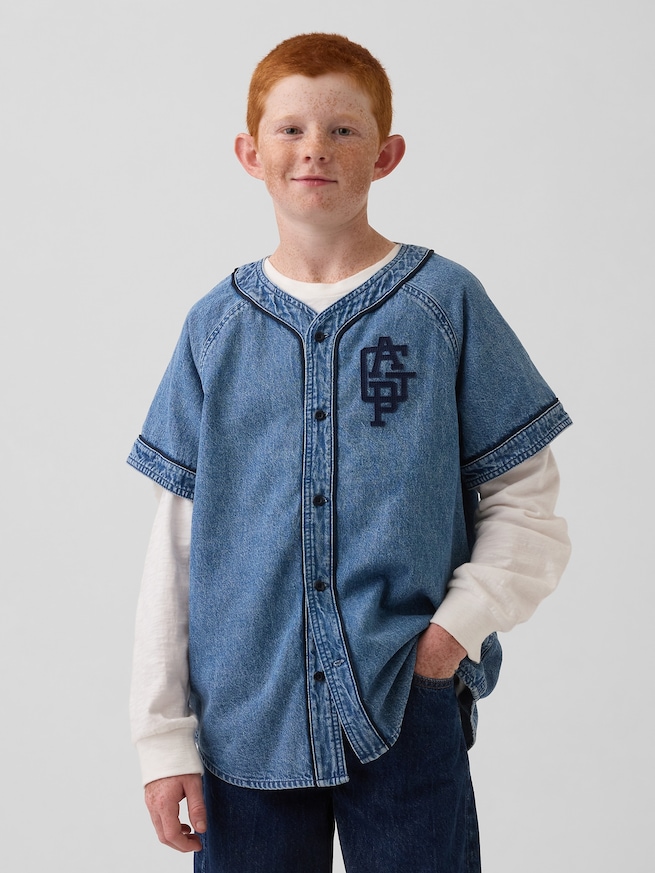 デニム バーシティ ジャージー (キッズ)-0