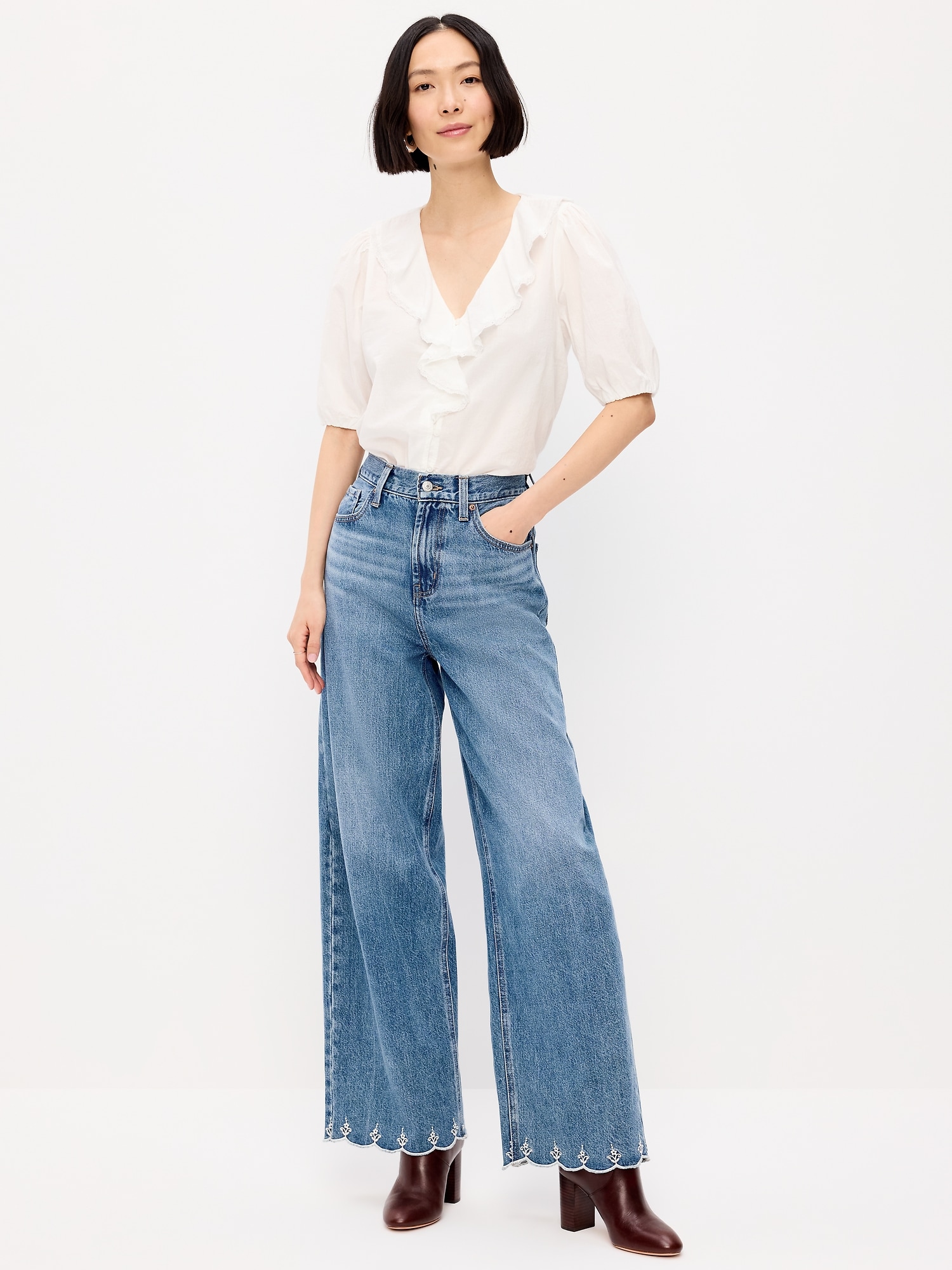 High-Waisted Baggy Wide-Leg Jeans