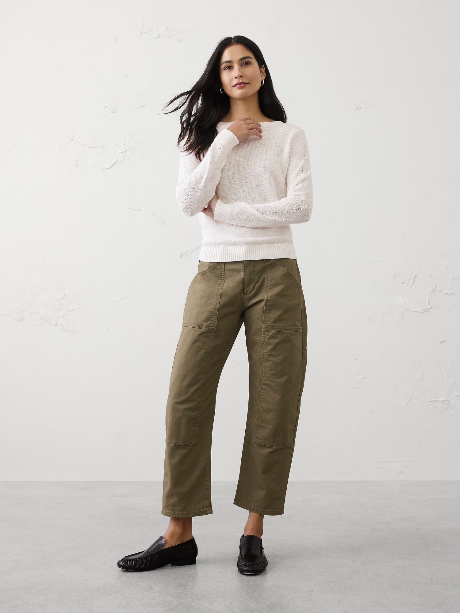 Ramie-Cotton Pointelle Sweater