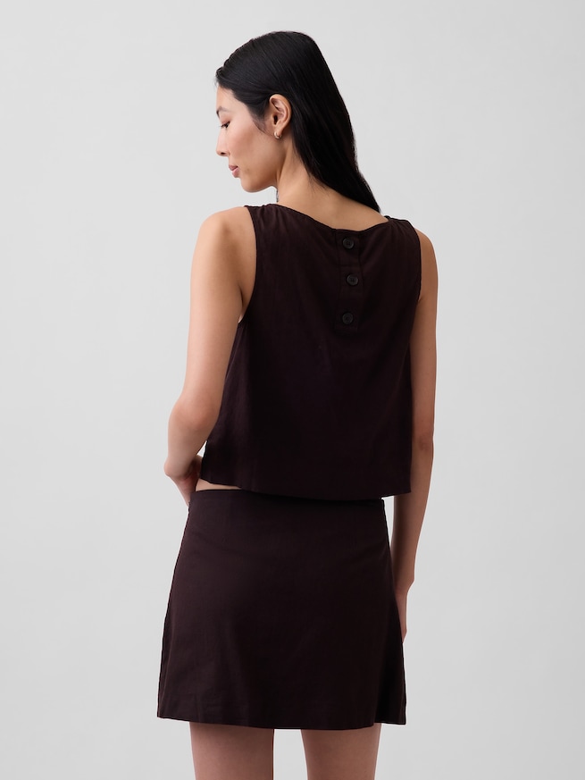 リネンブレンド クロップド シェルタンクトップ-2