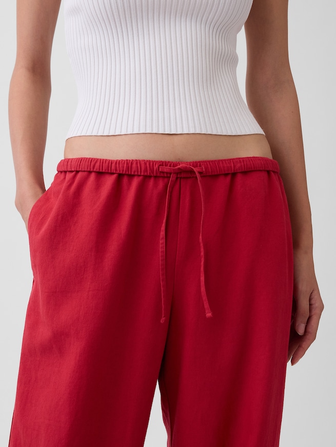 リネンブレンド リラックスフィット ワイドパンツ-6