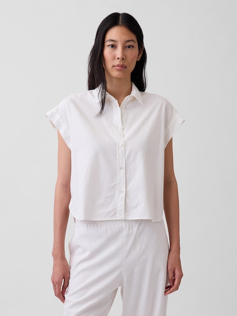 Linen-Blend Oversized Shirt