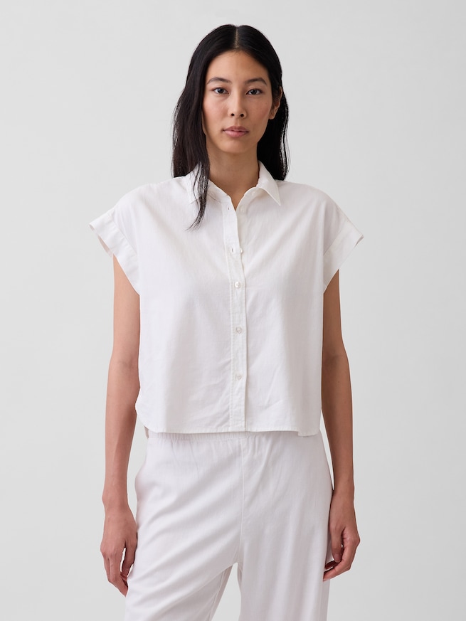 リネンブレンド オーバーサイズシャツ-0