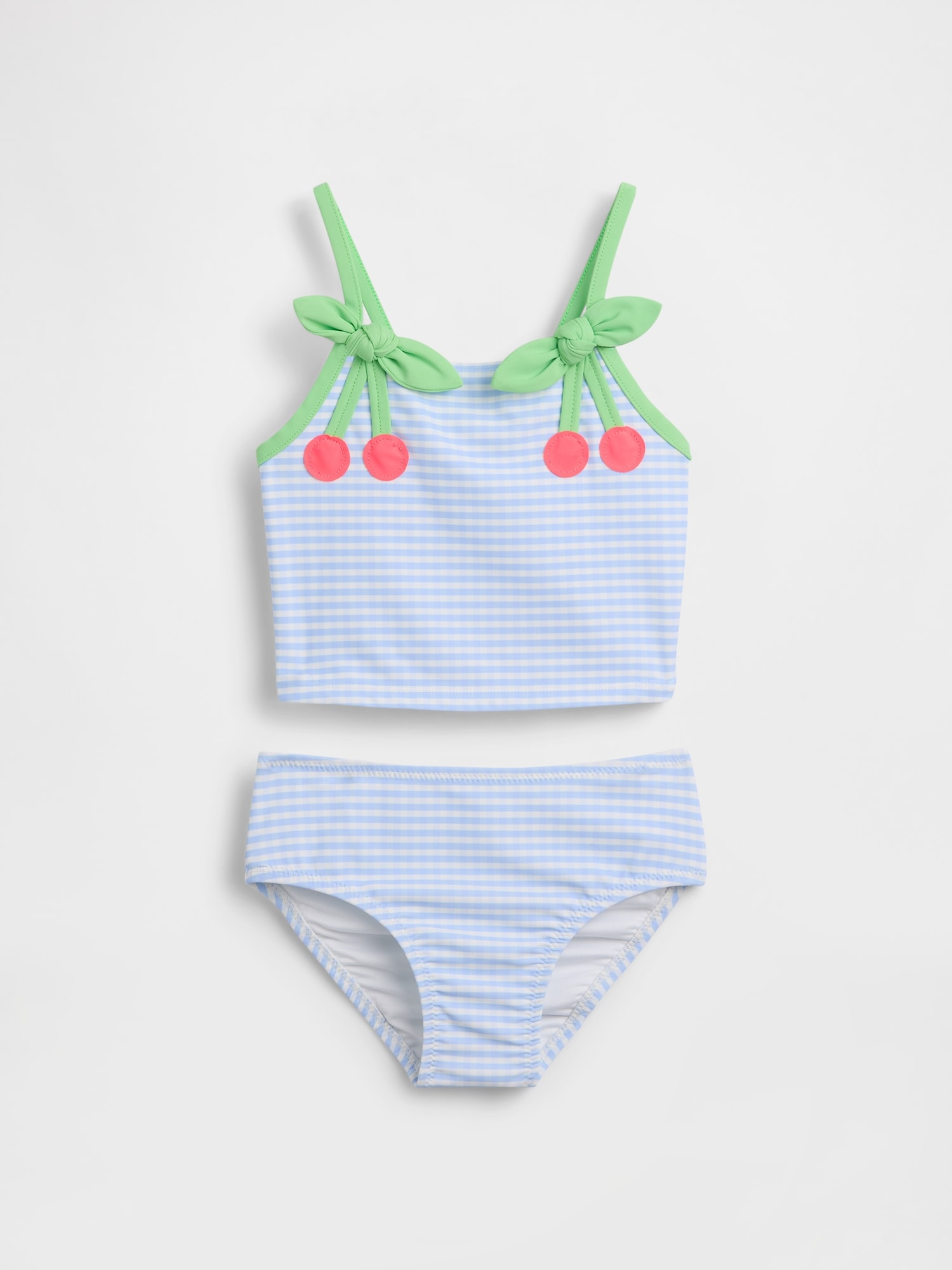 MAILLOT DE BAIN DEUX-PIÈCES À MOTIF GUINGAN CERISE POUR BÉBÉ ET TOUT-PETIT
