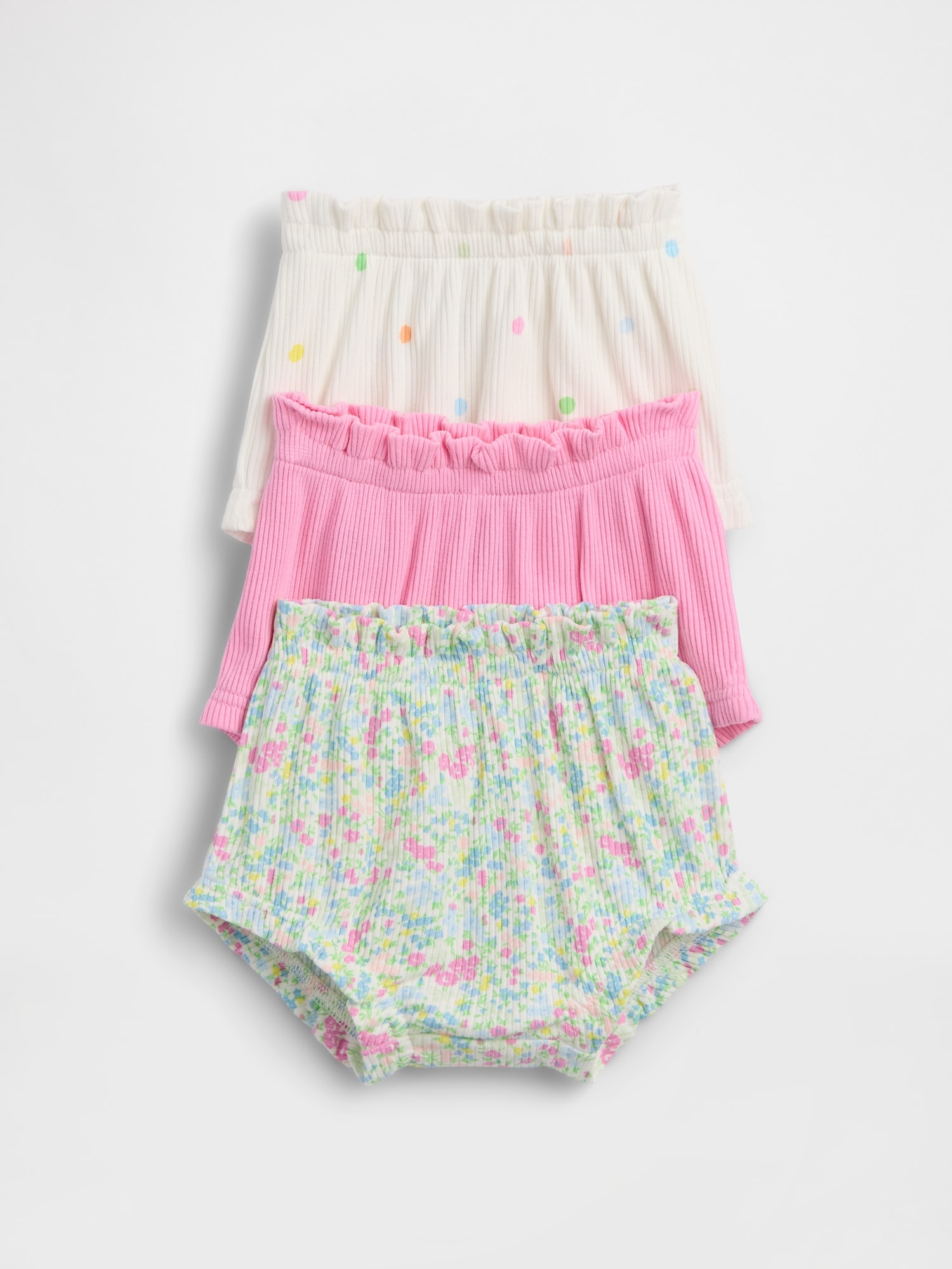 Baby First Favorites TinyRib Ruffle Bloomers (3-Pack)