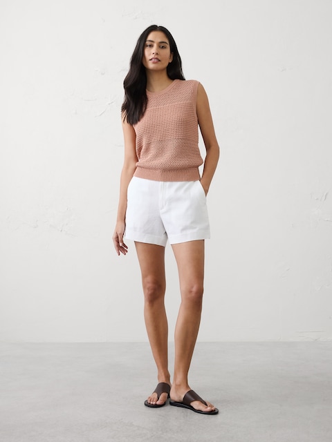 SHORT À TAILLE HAUTE EN MÉLANGE DE LIN