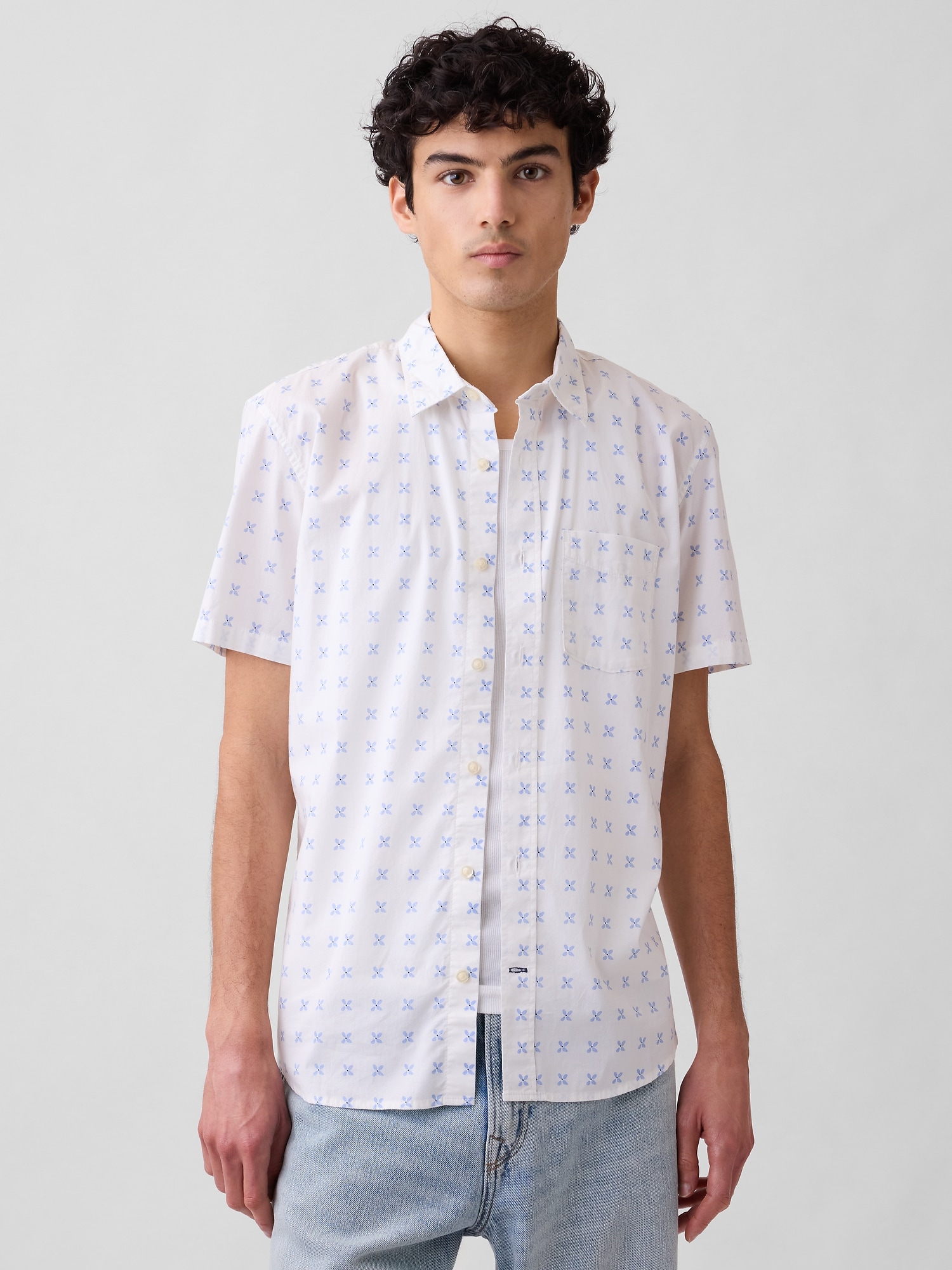 Stretch Poplin Shirt in Standard Fit