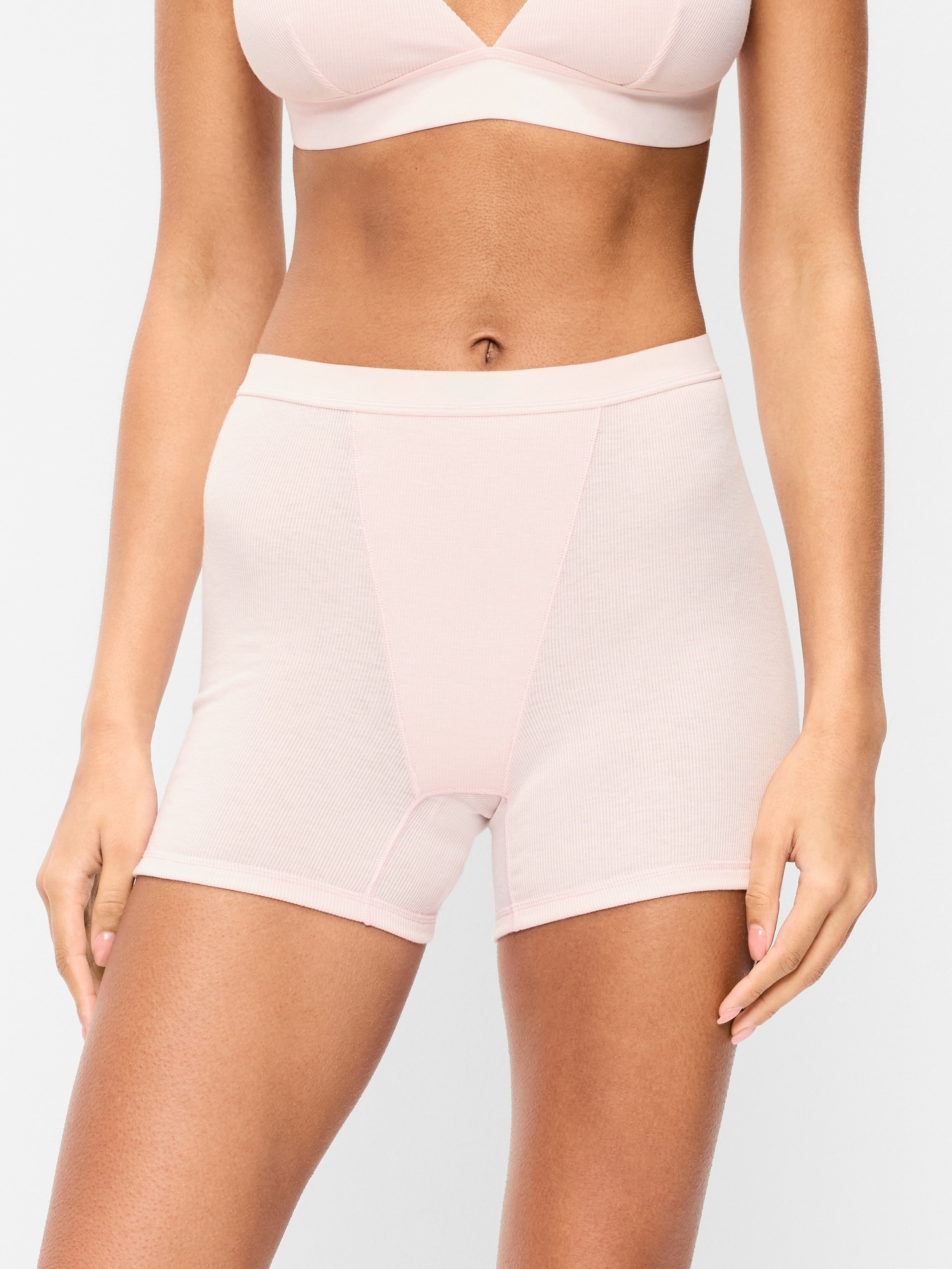High-Waisted Ribbed Boyshort Briefs -- 3-inch inseam