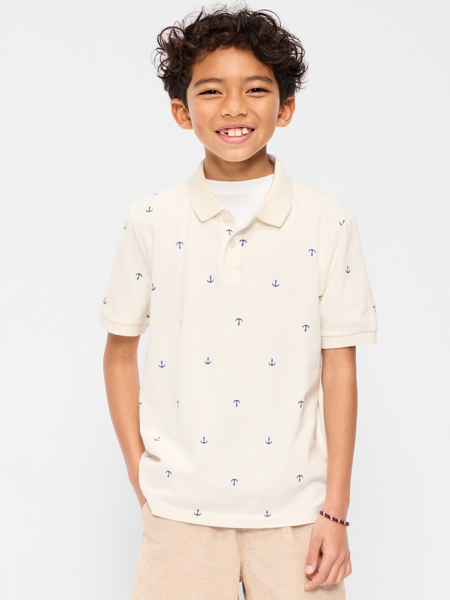 Printed Short-Sleeve Pique Polo Shirt for Boys