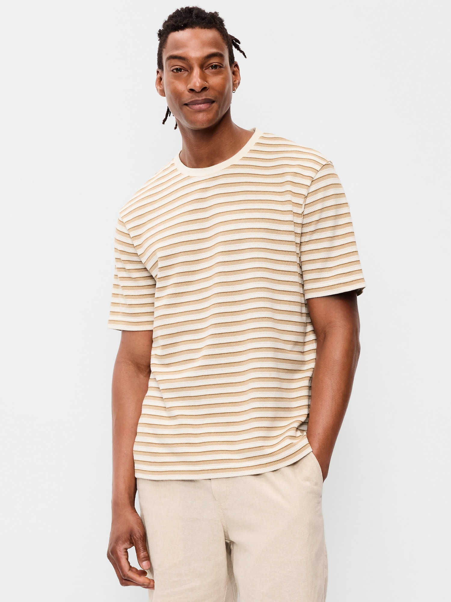 T-SHIRT EN TRICOT TEXTURÉ À RAYURES