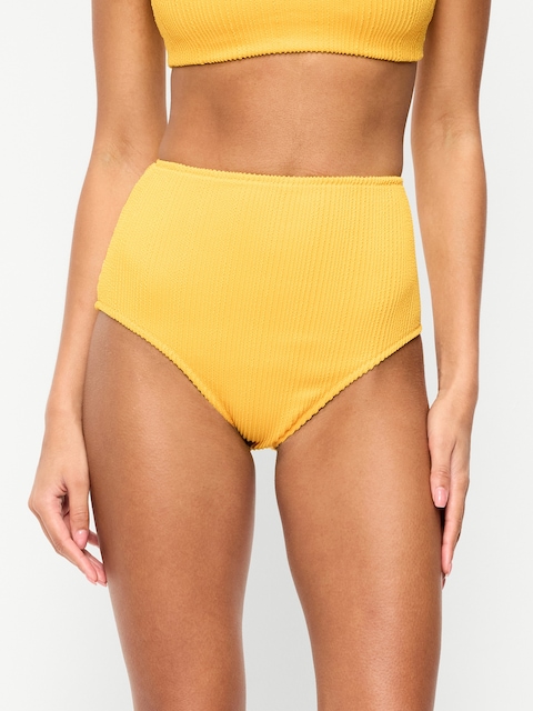 High-Waisted Ribbed Bikini Swim Bottoms