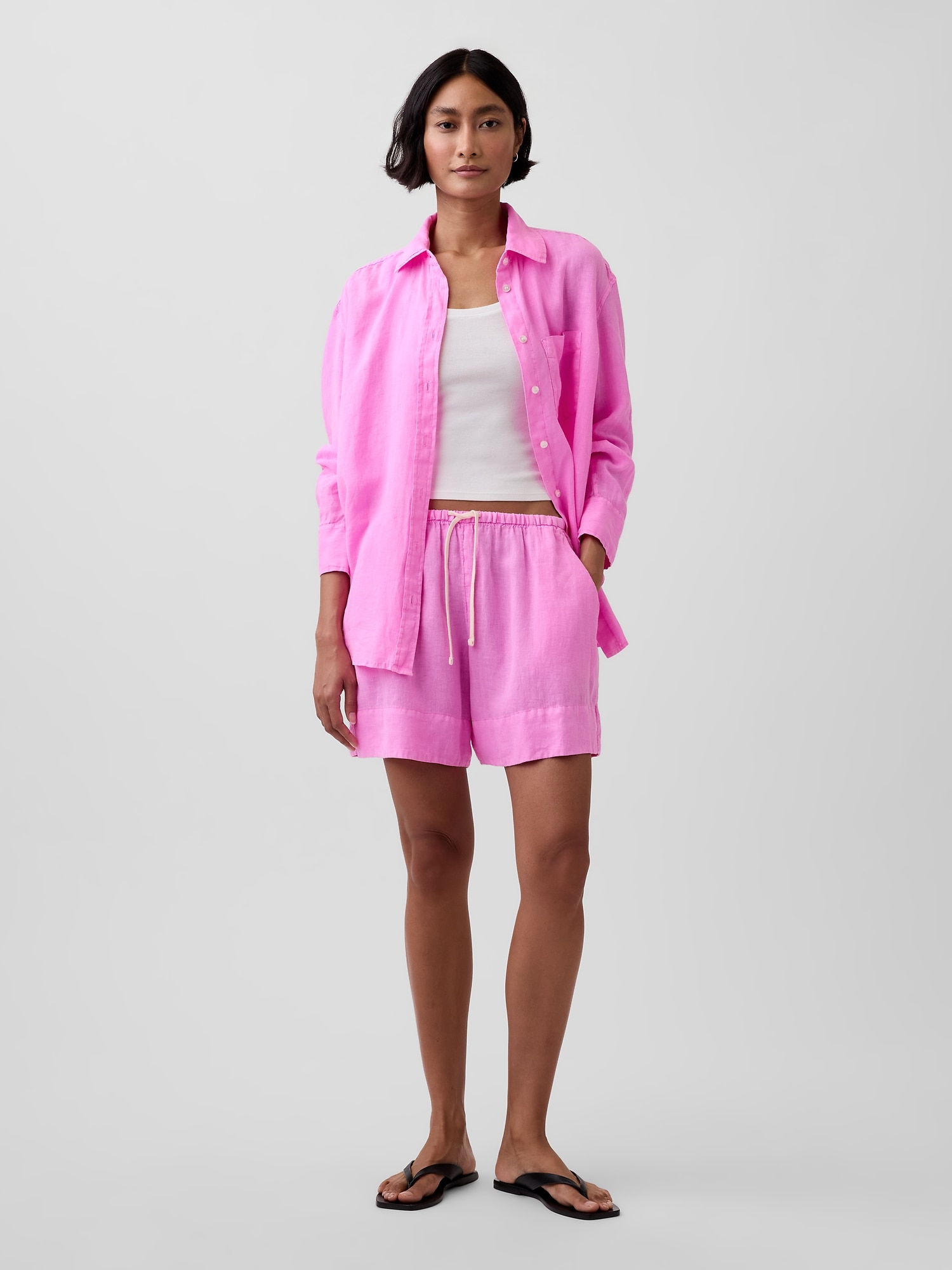 SHORT CONFORT EN MÉLANGE DE LIN