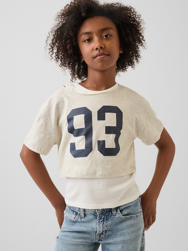 オーバーサイズ ワイドネック Tシャツ (キッズ)-0