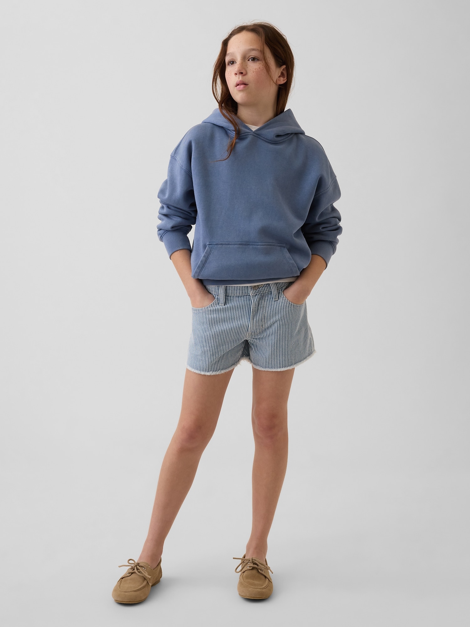 SHORT SPORTIF EN DENIM À RAYURES À TAILLE BASSE POUR ENFANT