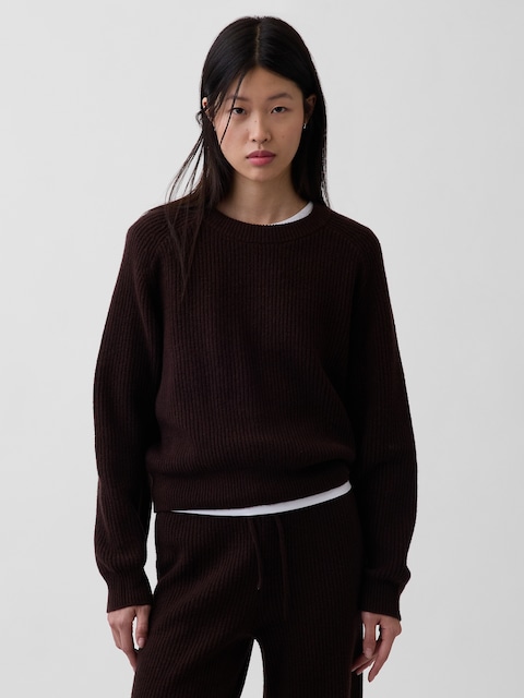 CashSoft Relaxed Shaker-Stitch Sweater