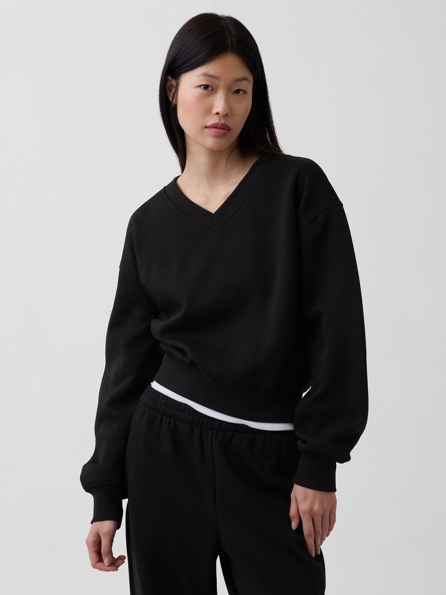 VintageSoft Oversized V-Neck Sweatshirt