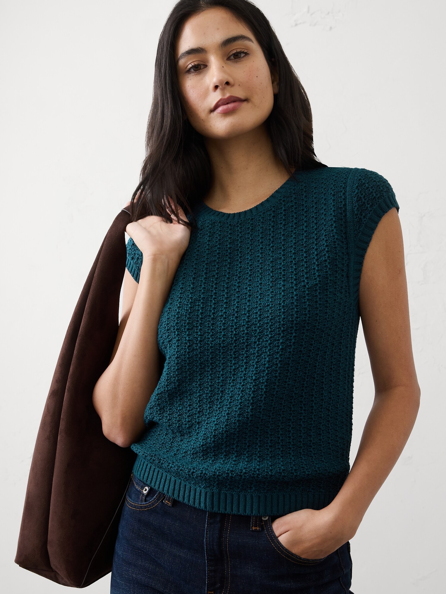 Cotton-Blend Textured Sweater
