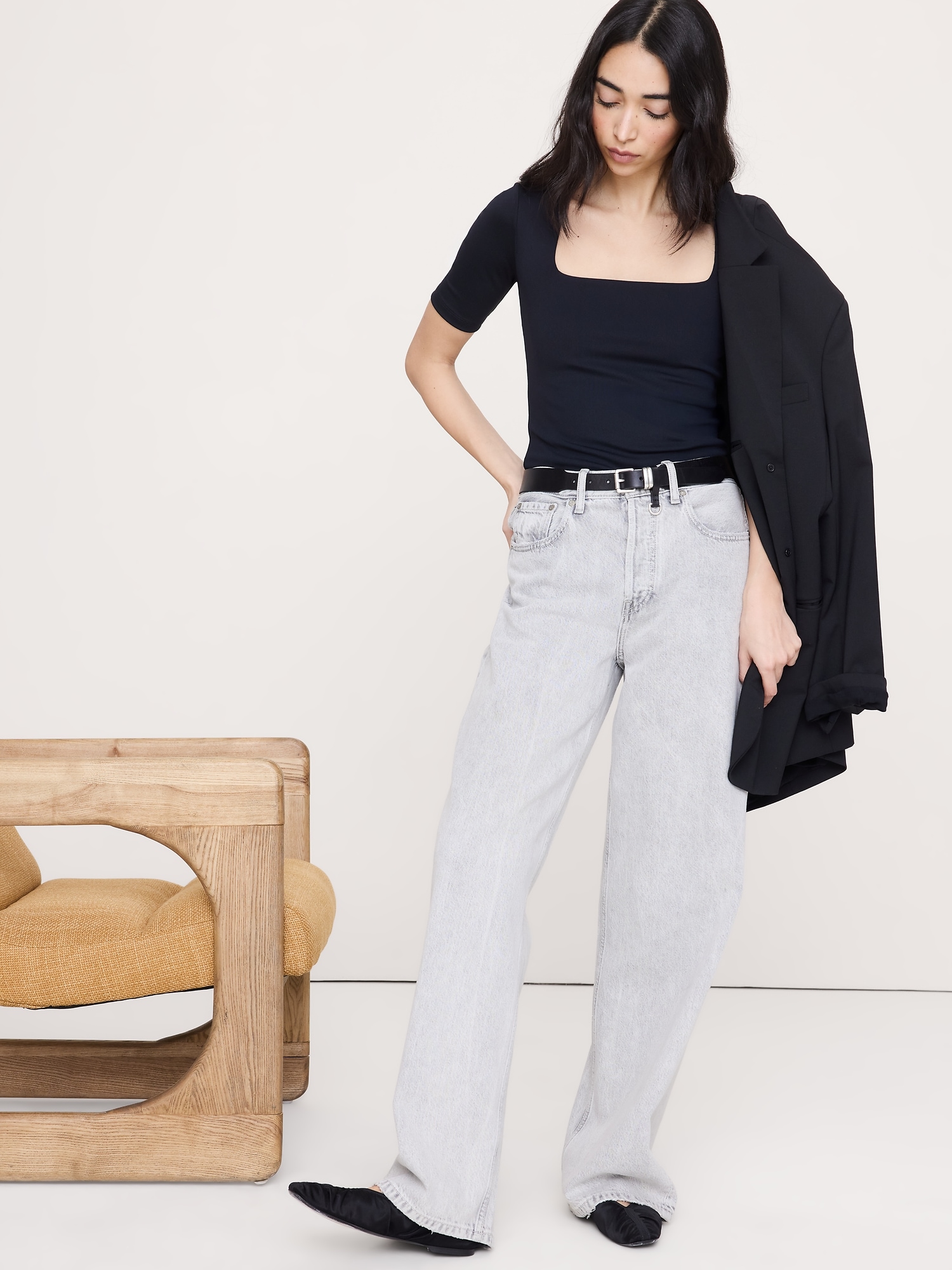 HAUT EXTENSIBLE À EFFET SCULPTANT À ENCOLURE CARRÉE