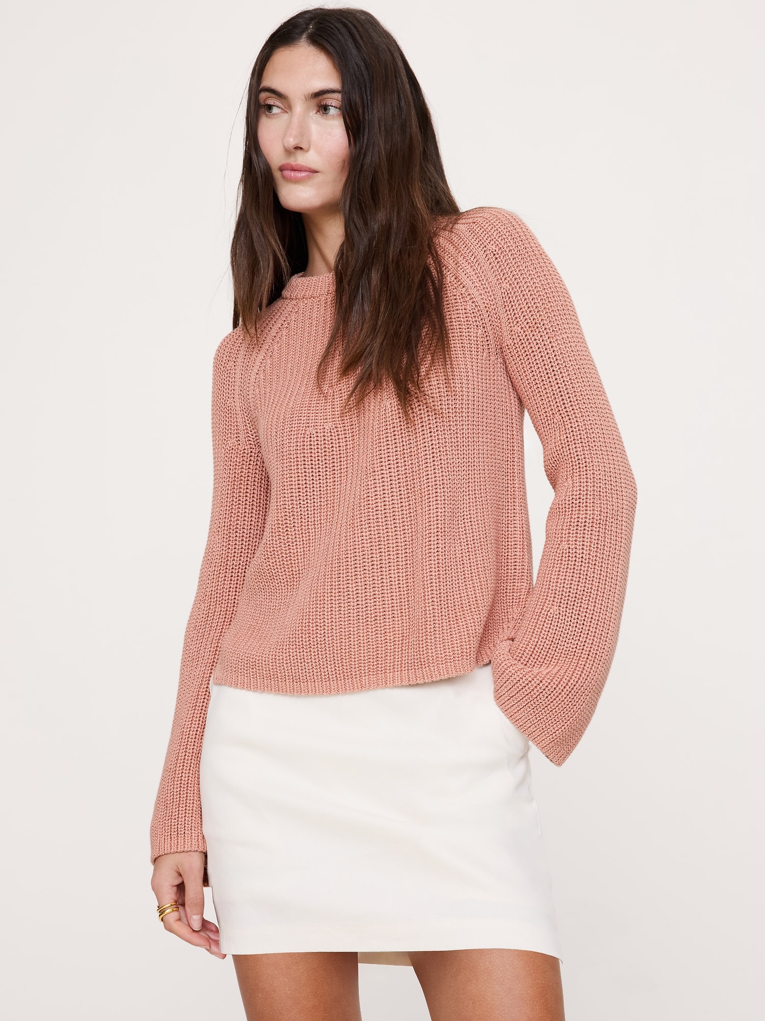 Cotton Flare-Sleeve Sweater
