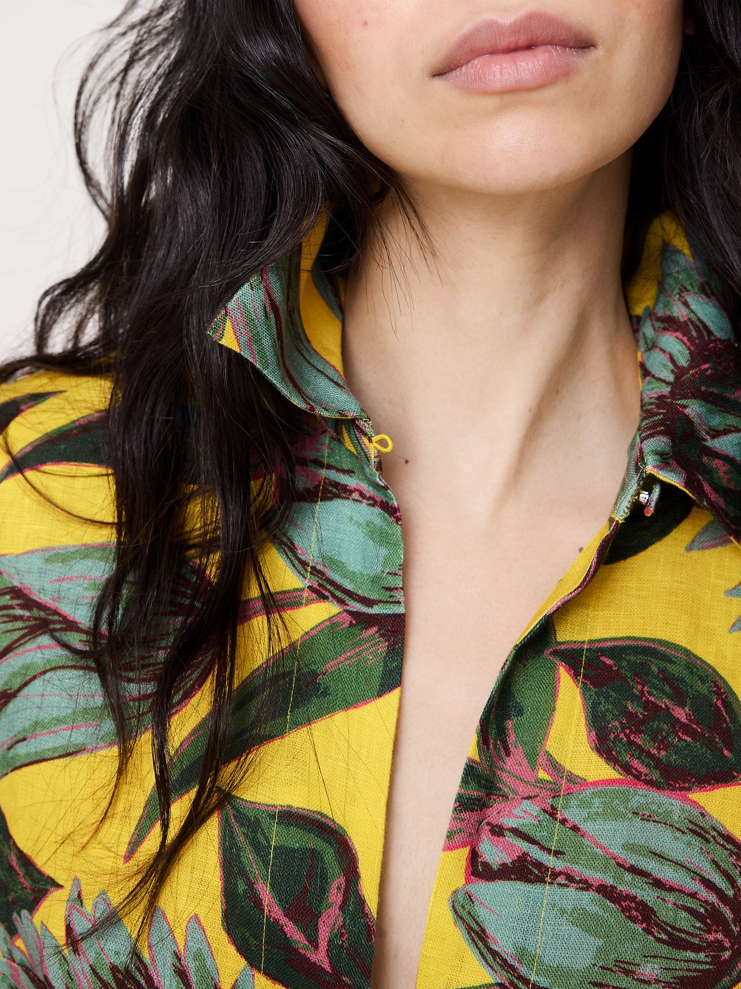 リネン タイフロント シャツ-1