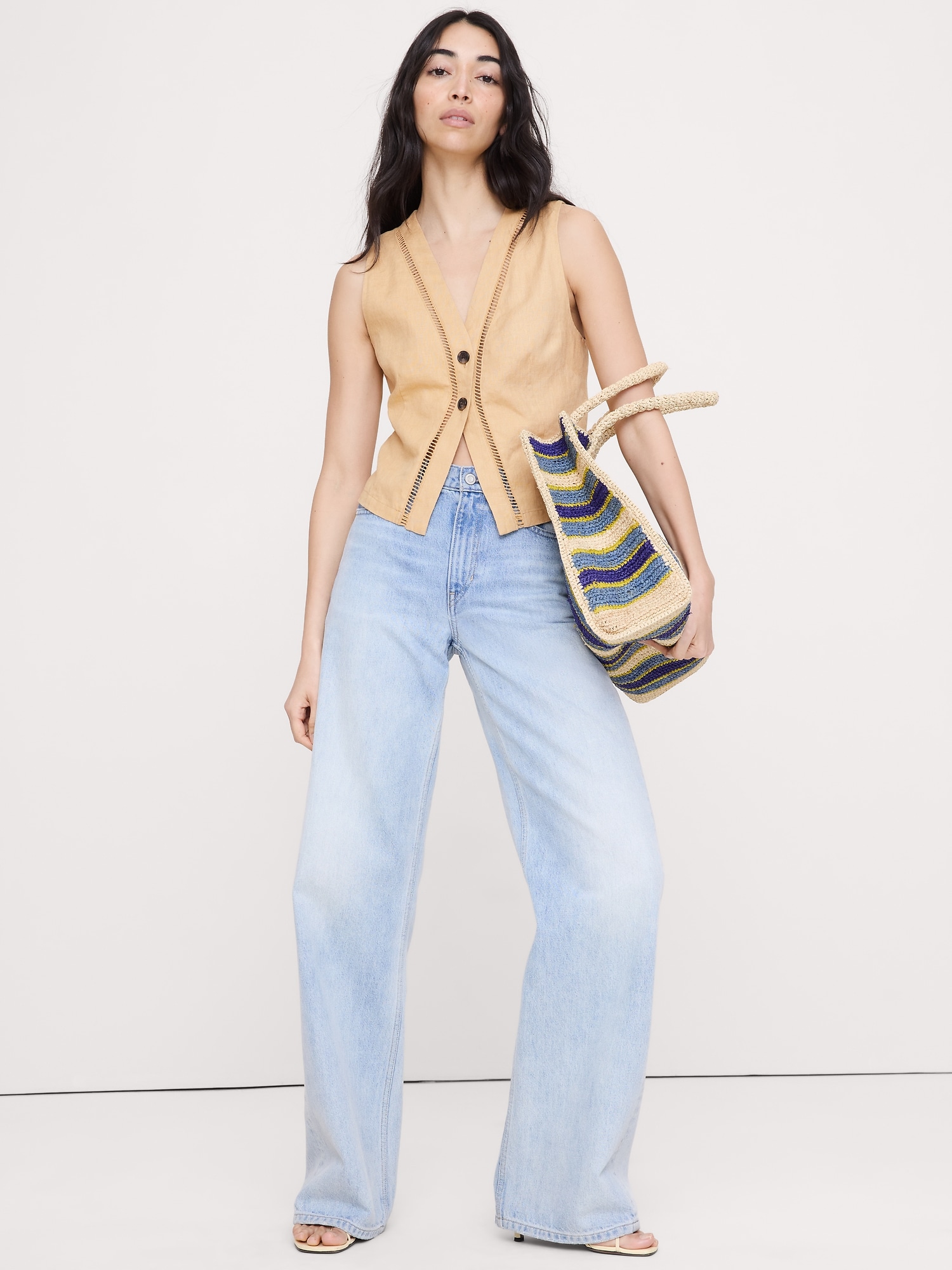 リネン レーストリム ベスト-0