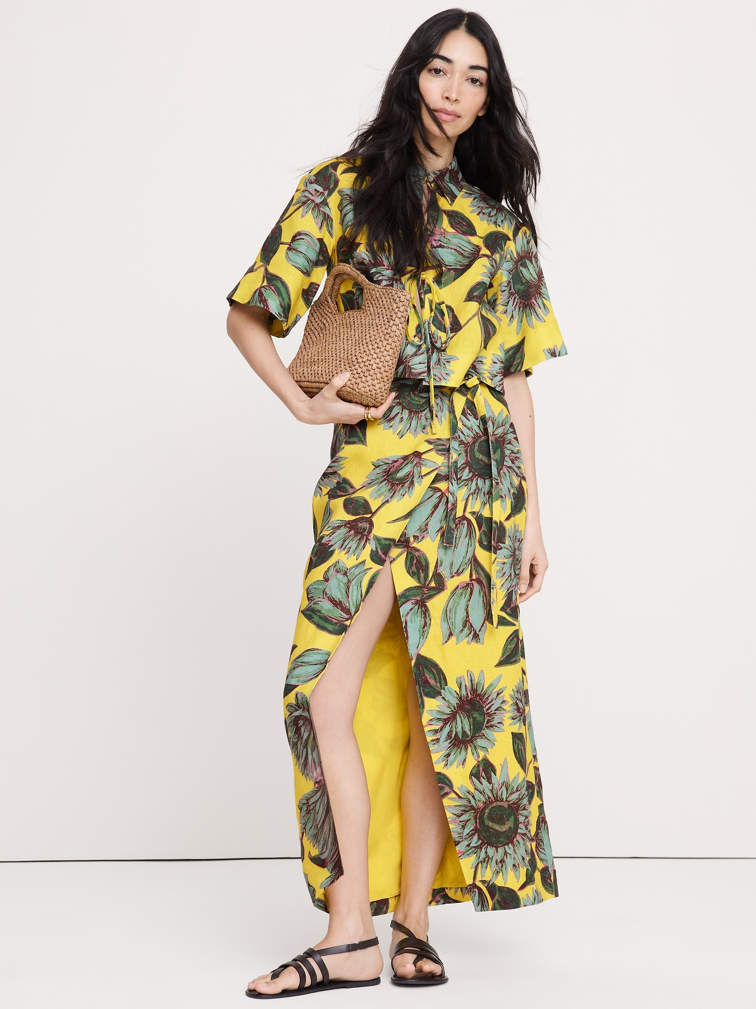 リネン ラップ マキシスカート-0