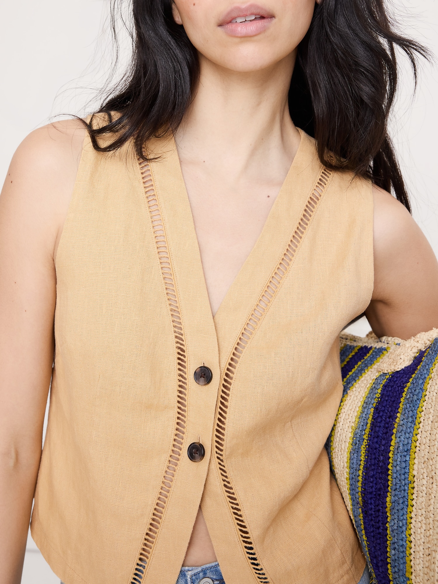 リネン レーストリム ベスト-3