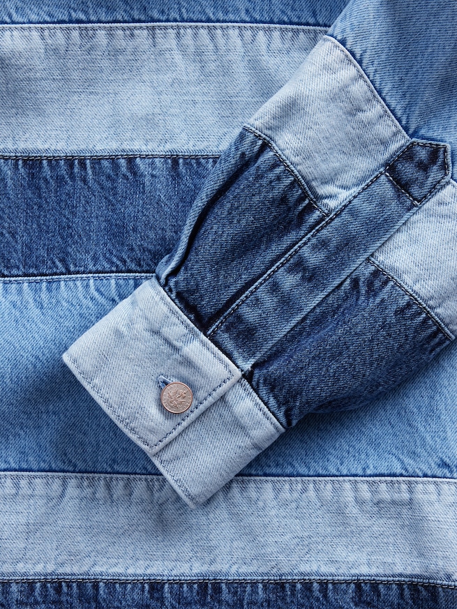 Gap &times; HFR ストライプ デニムポロシャツ by Daveed Baptiste-5