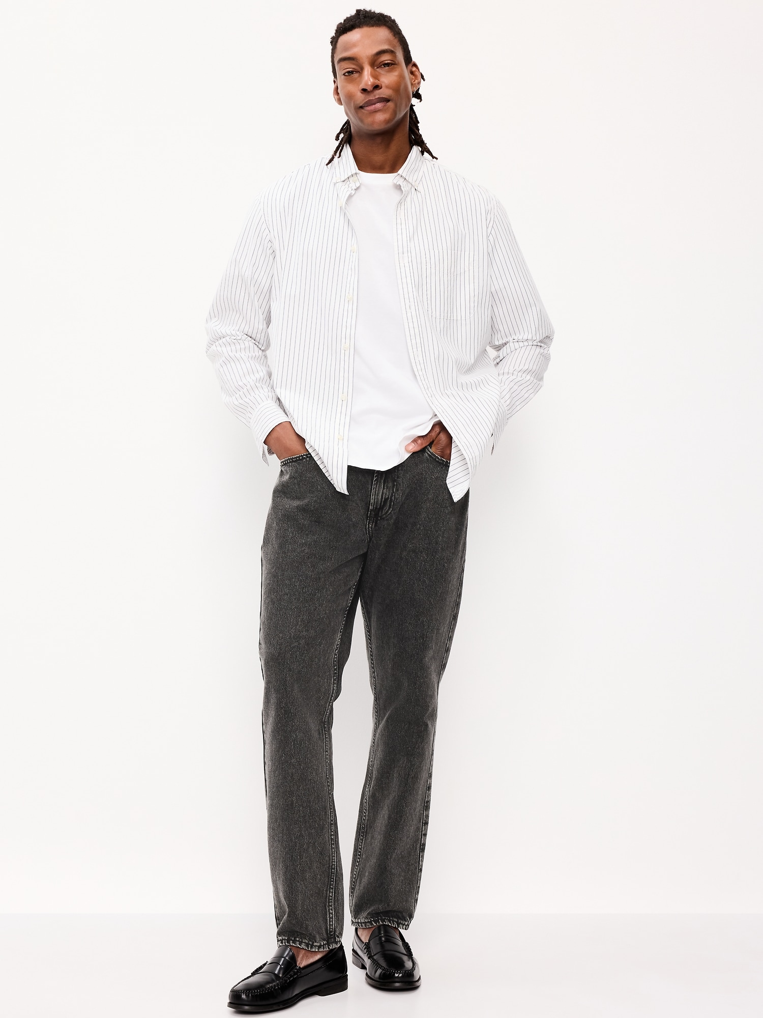 Structured Straight Non-Stretch Jeans