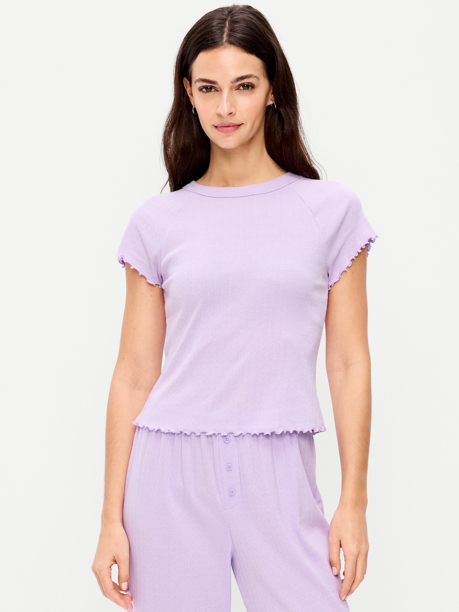 Short-Sleeve Pointelle Pajama Top