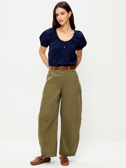 Mid-Rise Barrel Chino Pants