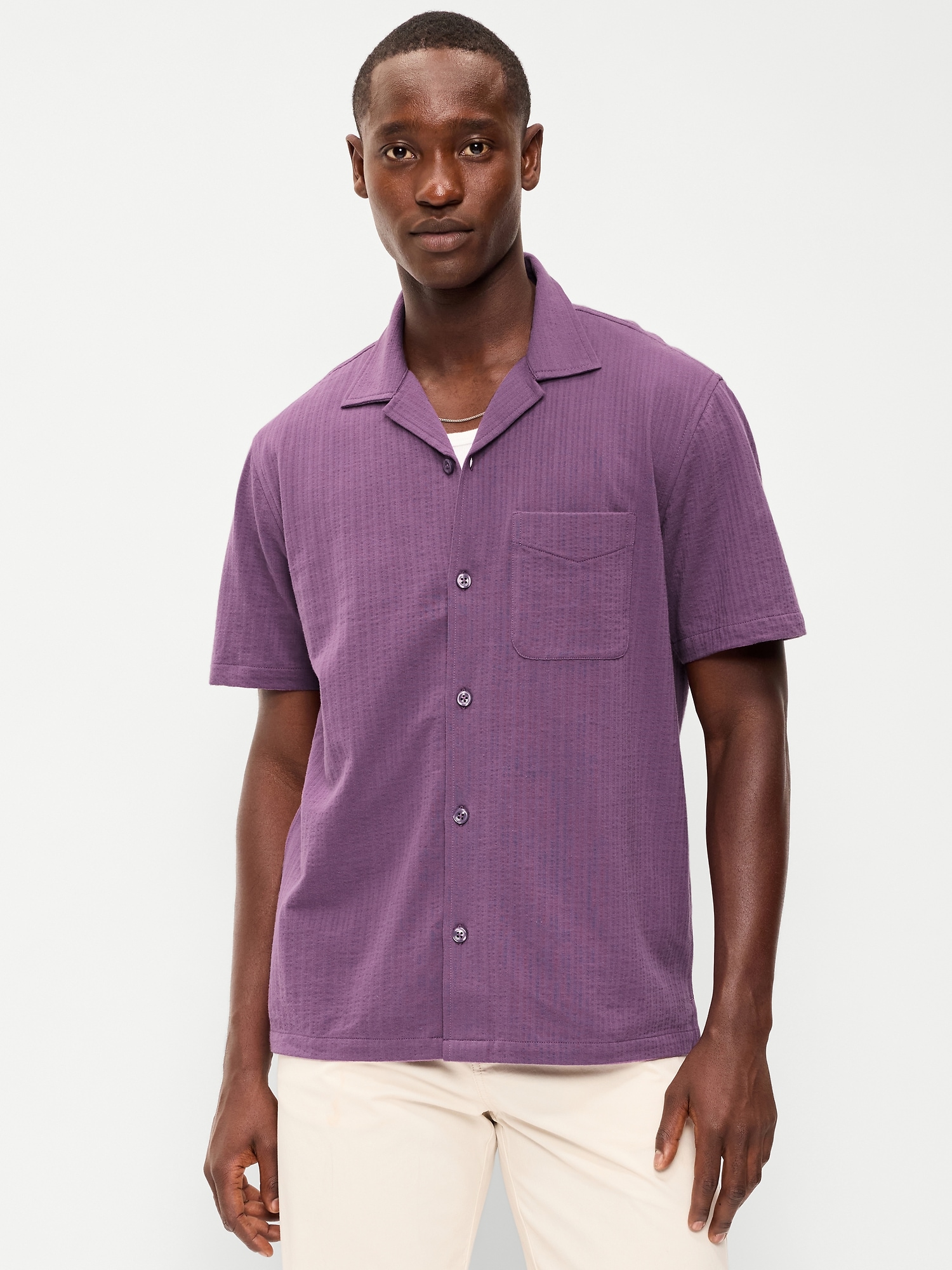 CHEMISE DE VACANCES TEXTURÉE À MANCHES COURTES
