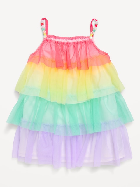 Birthday Sleeveless Tiered Tulle Dress for Toddler Girls