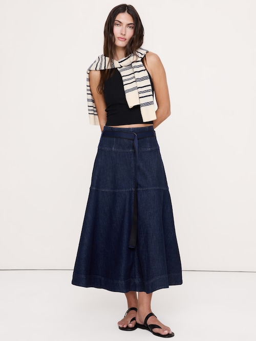 デニム ベルト マキシ スカート