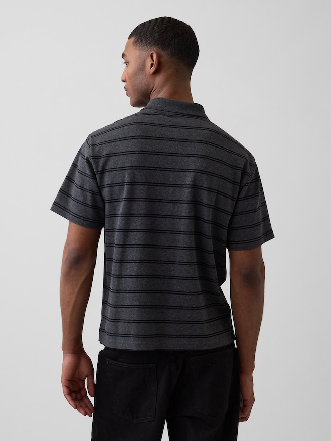 リラックスフィット ピケ クロップド ポロシャツ-2