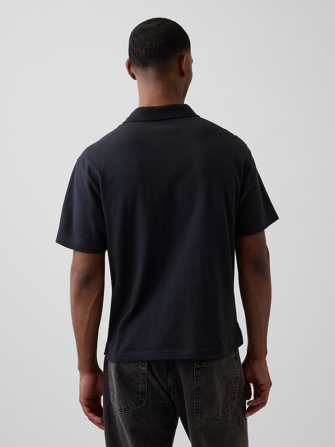 リラックスフィット ピケ クロップド ポロシャツ-2