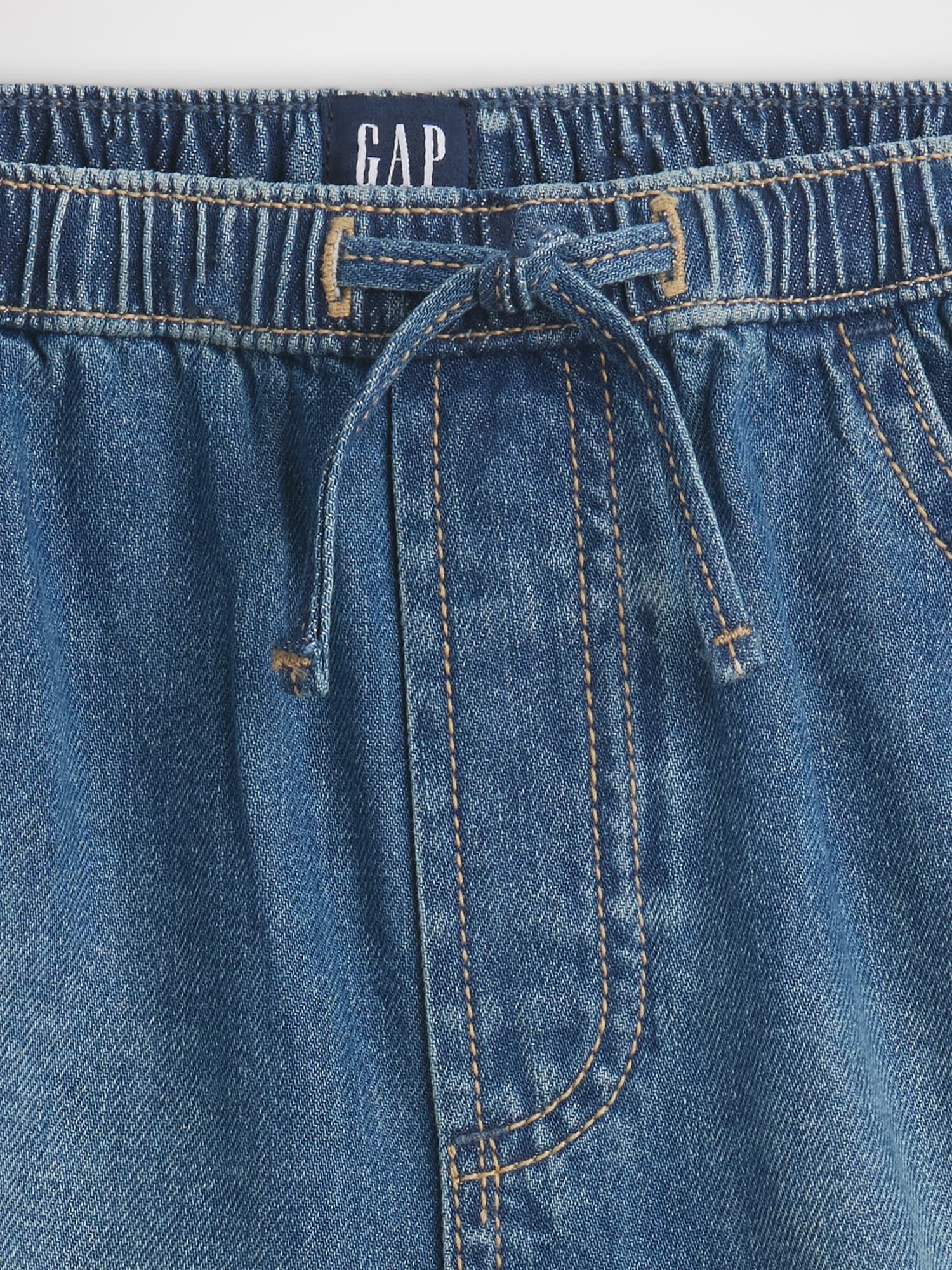 ハイライズ デニム イージーウエスト ドルフィン ショートパンツ (キッズ)-4