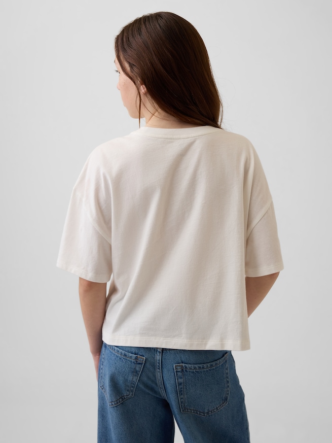 オーバーサイズ グラフィック GAPロゴTシャツ (キッズ)-2