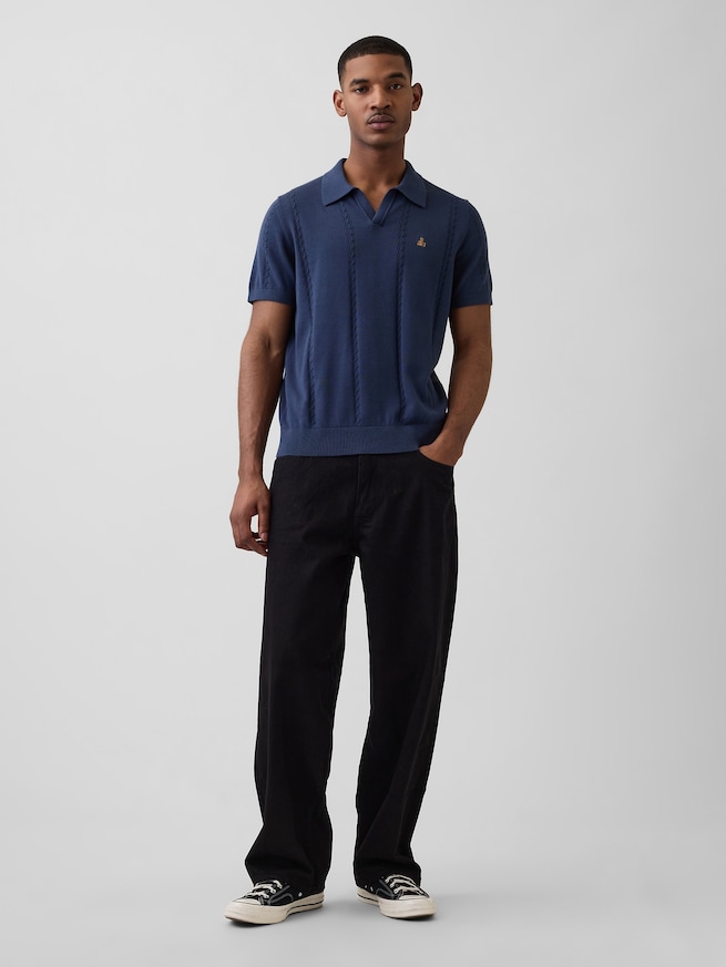 リラックス ジョニーカラー ポインテール ニットシャツ-1