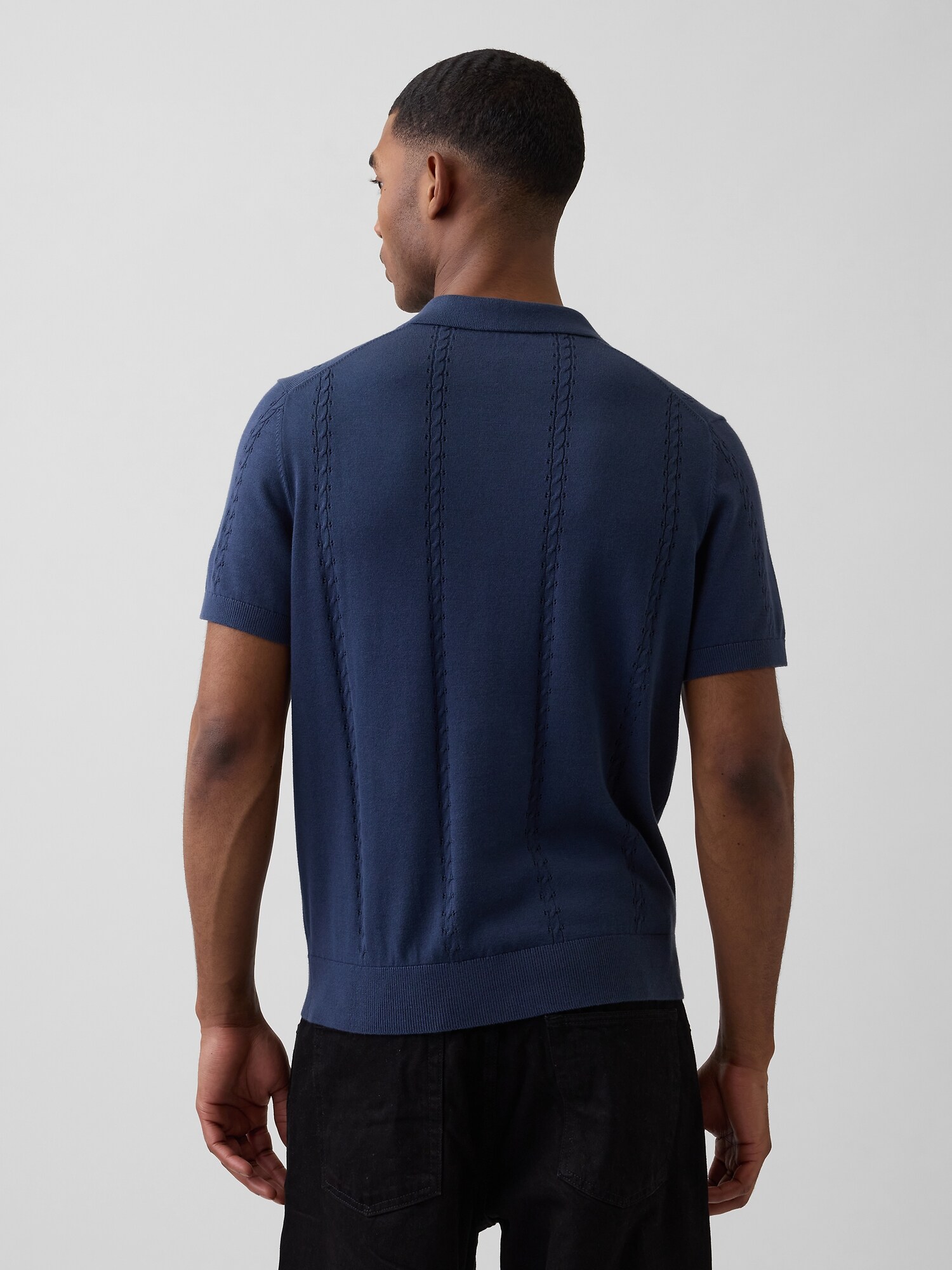 リラックス ジョニーカラー ポインテール ニットシャツ-2