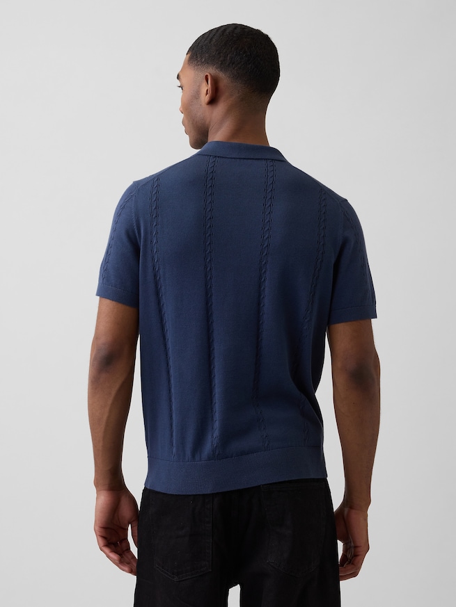 リラックス ジョニーカラー ポインテール ニットシャツ-2