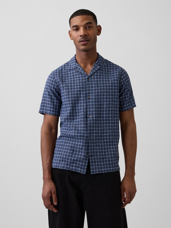 スタンダードフィット リネンブレンドバケーションシャツ-0